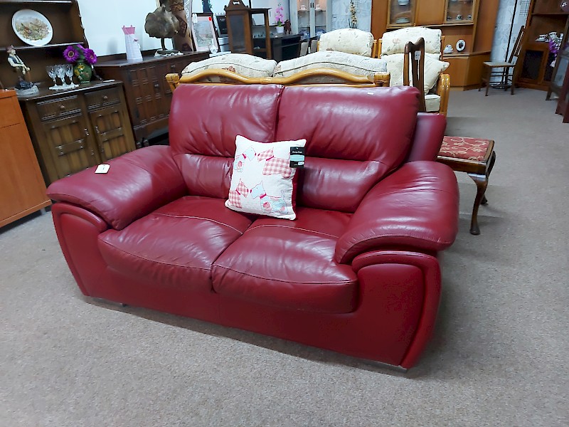 Red leather sofa