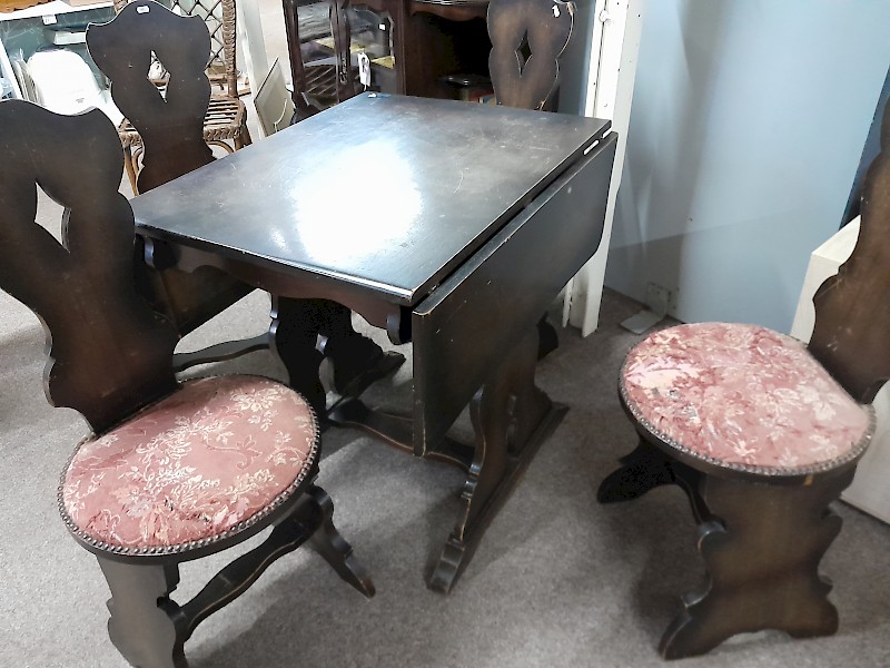 Drop leaf table and four chairs