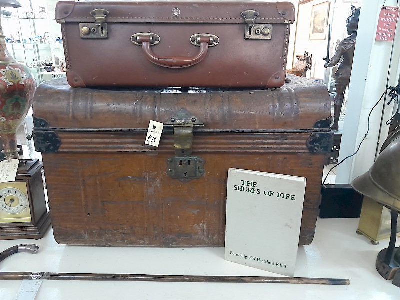 Metal trunk and suitcase