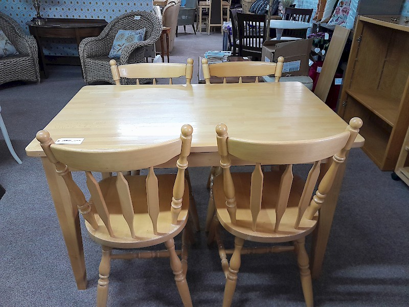 Table and four chairs