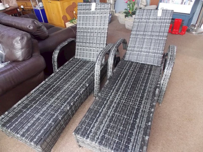 Black Rattan Multi Position Sun Lounger Garden Furniture - Priced Individually.