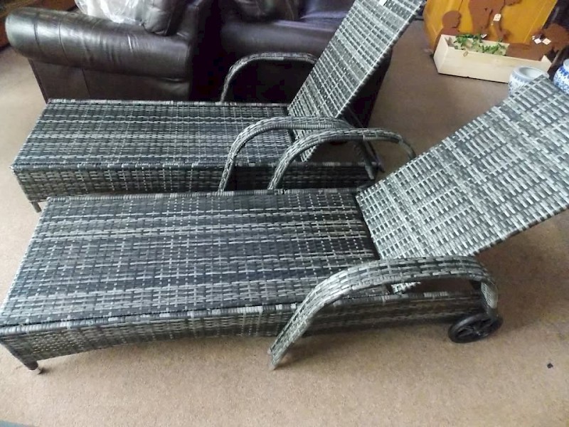 Black Rattan Multi Position Sun Lounger Garden Furniture - Priced Individually.