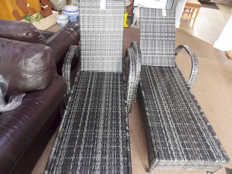 Black Rattan Multi Position Sun Lounger Garden Furniture - Priced Individually.