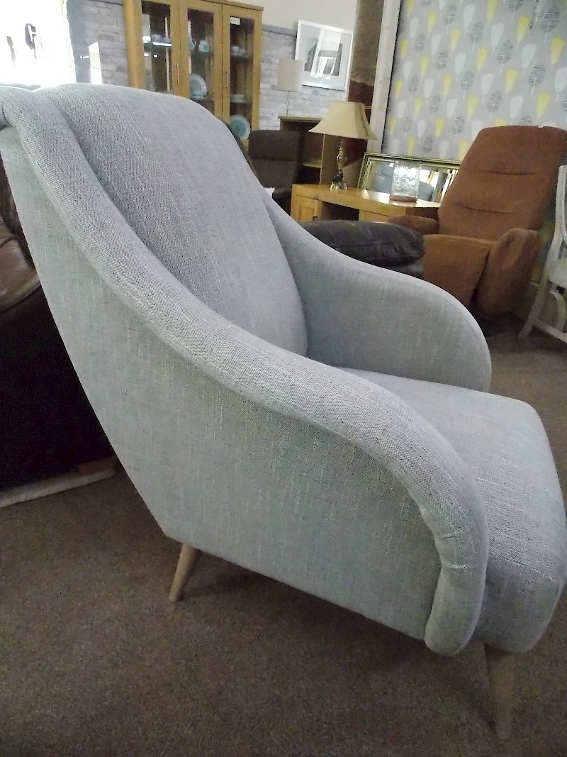 Silver Grey Easeback Durafabric Armchair with Beech Wooden Legs