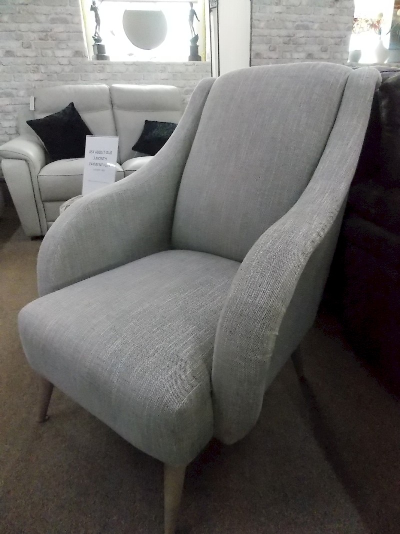 Silver Grey Easeback Durafabric Armchair with Beech Wooden Legs