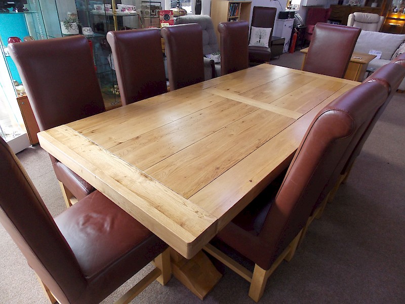 Extra Large Master Ceremonial Dining Table with 10 Scroll Back Chairs