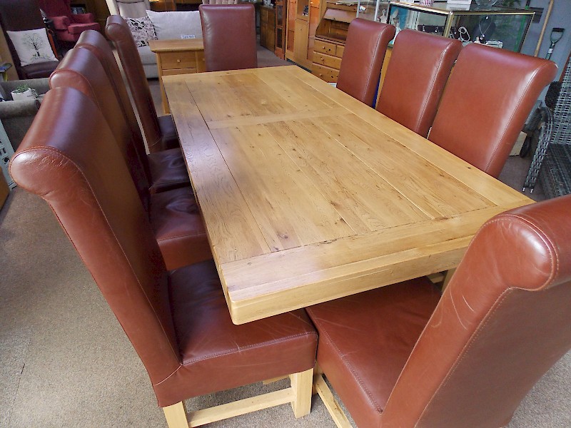 Extra Large Master Ceremonial Dining Table with 10 Scroll Back Chairs