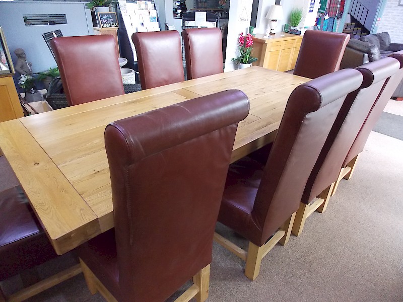 Extra Large Master Ceremonial Dining Table with 10 Scroll Back Chairs