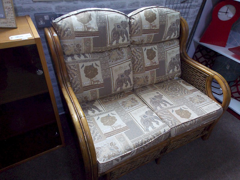 Cane and Fabric 2 Seater Sofa, ideal Living room or Conservatory item