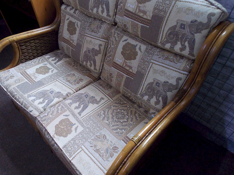 Cane and Fabric 2 Seater Sofa, ideal Living room or Conservatory item