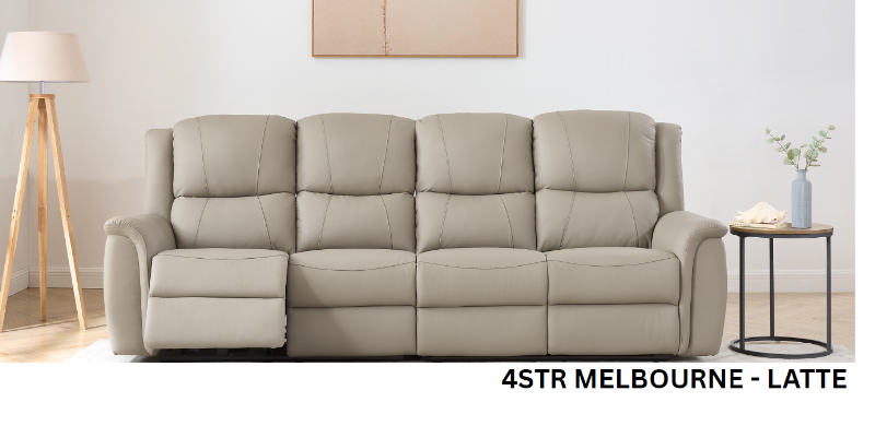 Melbourne Electric Power Recliner Combinations in Latte Leather (Also Available in Grey)