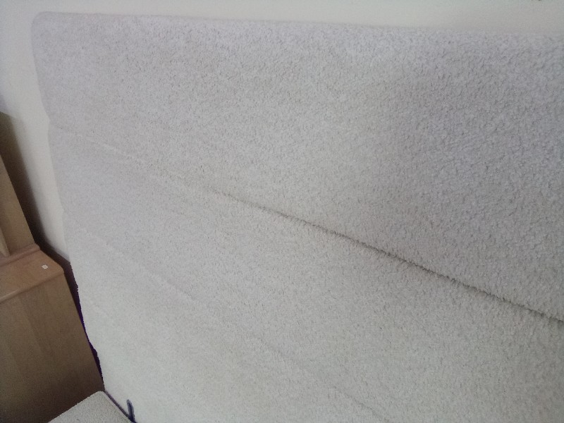5ft Kingsize Cream Teddy Boucle Fabric 2 Piece Base and Headboard