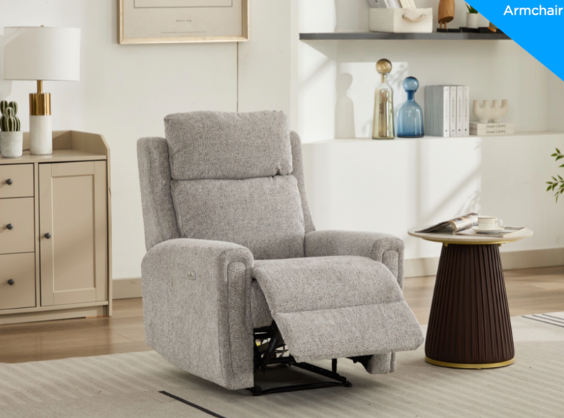 Mayfair Sofa Range in Ash Fabric with Electric Option