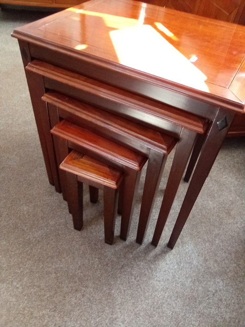Rare Mahogany Cherry Wood Multi 5 Nest of Tables