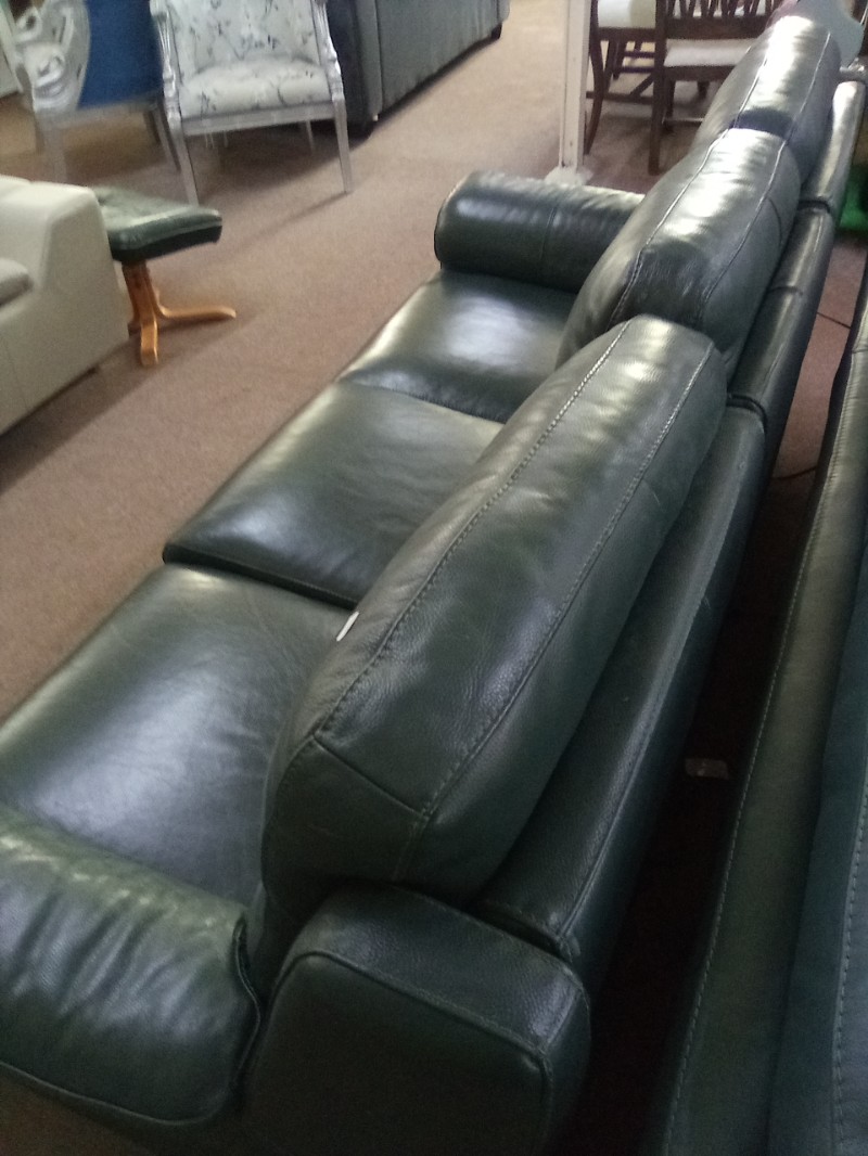 3 Seater Power Recliner in Emerald Green Leather