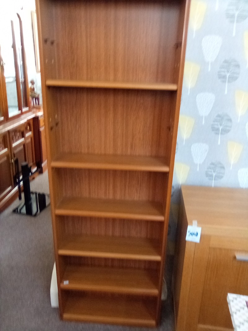 Slimline Adjustable Shelf Bookcase in Teak Finish