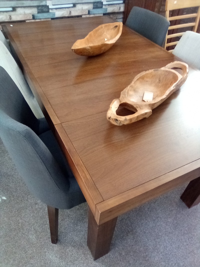 Bentley Dark Oak Dining Table with Four Fabric Chairs
