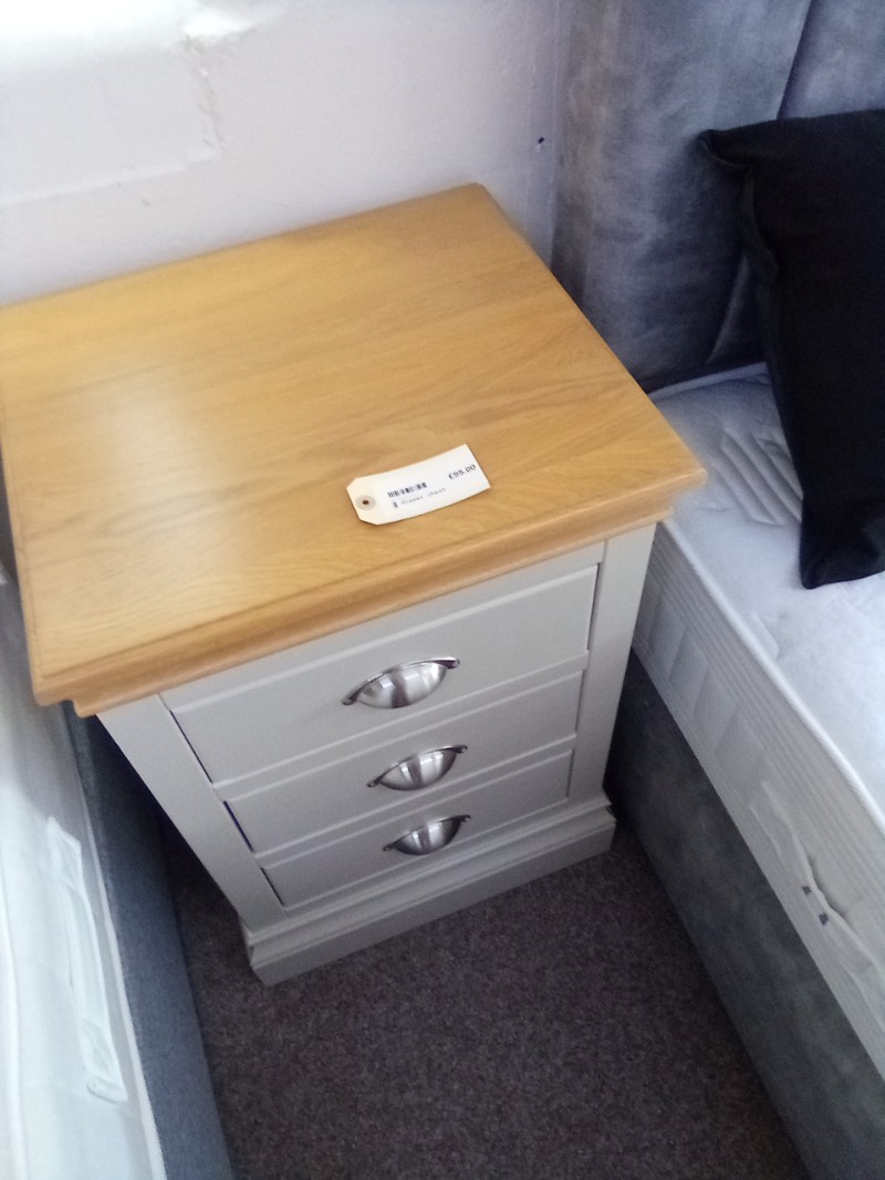 Nebula 3 Drawer Bedside in Grey and Oak
