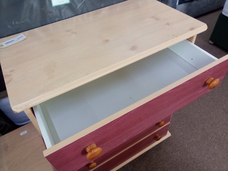 Pine and Pink Chest of Drawers