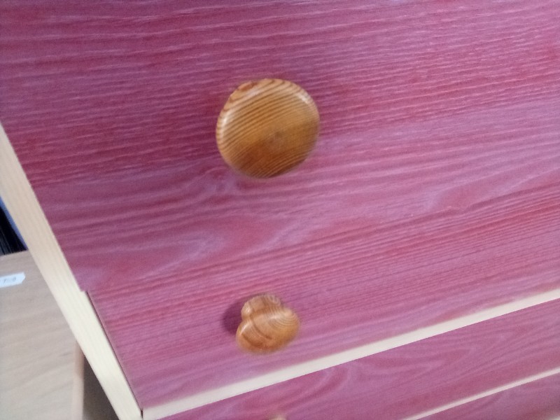 Pine and Pink Chest of Drawers