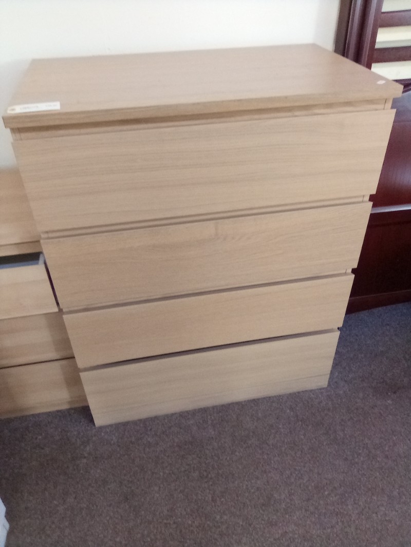 Malm 4 Drawer Bedroom Chest in White Stained Oak Finish
