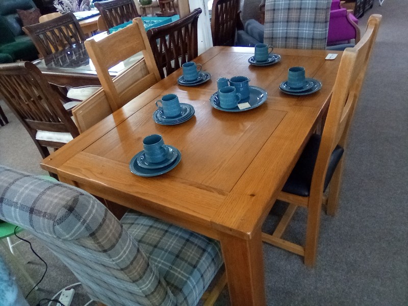 Solid Oak Dining Table with 4 Chairs