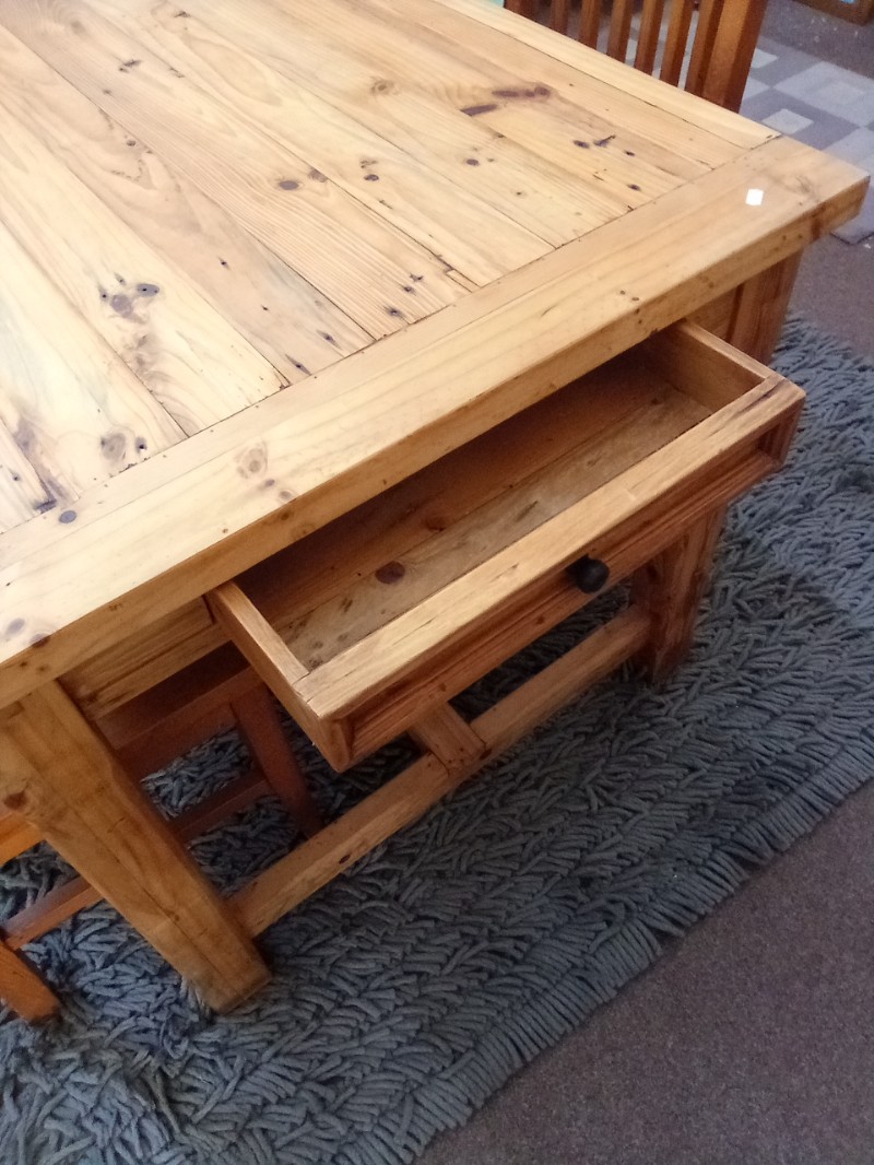 6ft Dining Set in Solid Rustic Pine with 6 Richmond Chairs