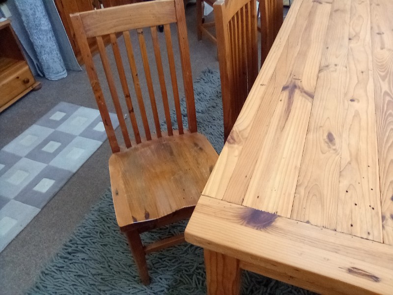 6ft Dining Set in Solid Rustic Pine with 6 Richmond Chairs