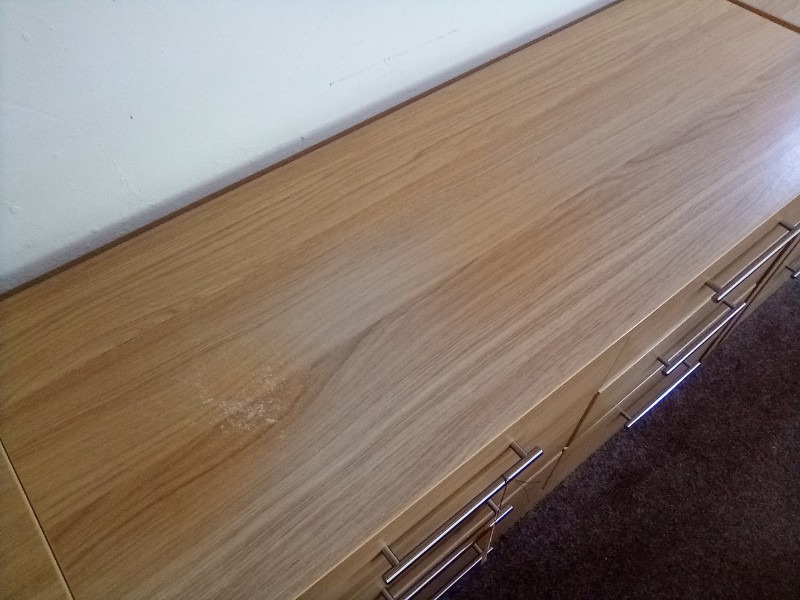 6 Drawer Wide Chest in Oak Veneer with Metal Pull Bar Handles