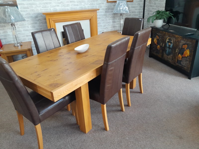Oak table and six chairs